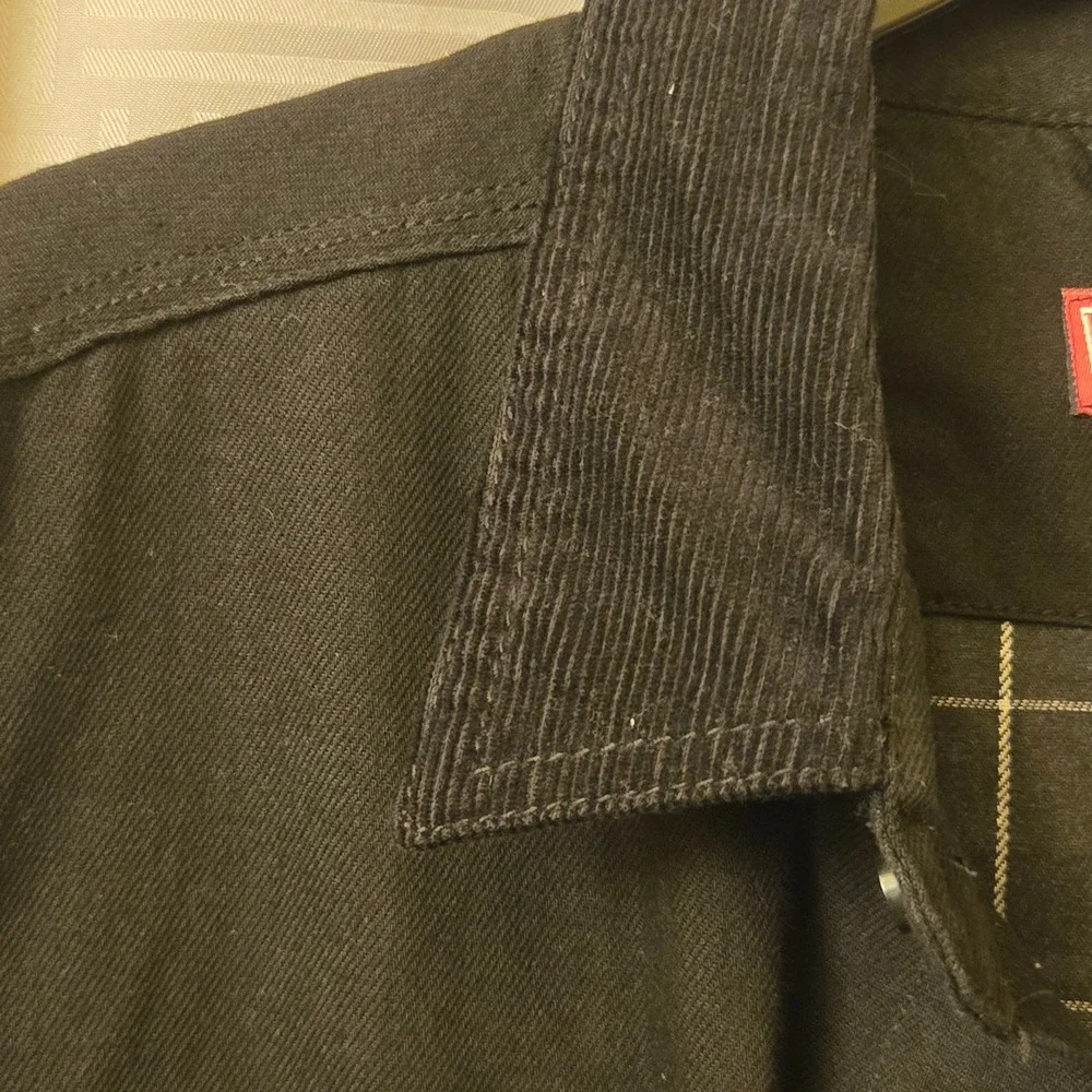 Chaps Mens XL Black Seacoast Wash Plaid Lined Corduroy Collar Shirt Jacket NWT